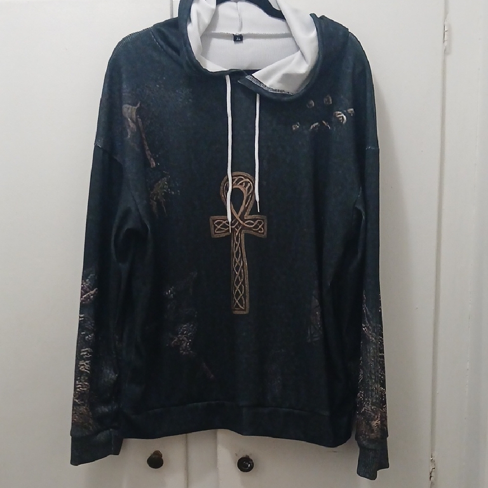 Elegant Black and Gold Hooded Sweater